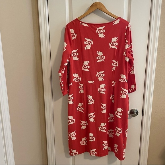 Boden Jessie Jersey Knit Dress Floral Print Coral Red Meadow Motif Size 14 - Picture 11 of 11